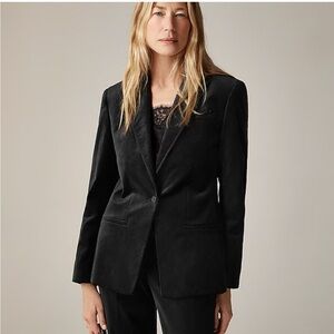 J.Crew Womens $278 Alexandra blazer in velvet Black Size 4 CF274 NEW